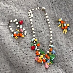Colorful Beaded Necklace, Bracelet and Earrings Set